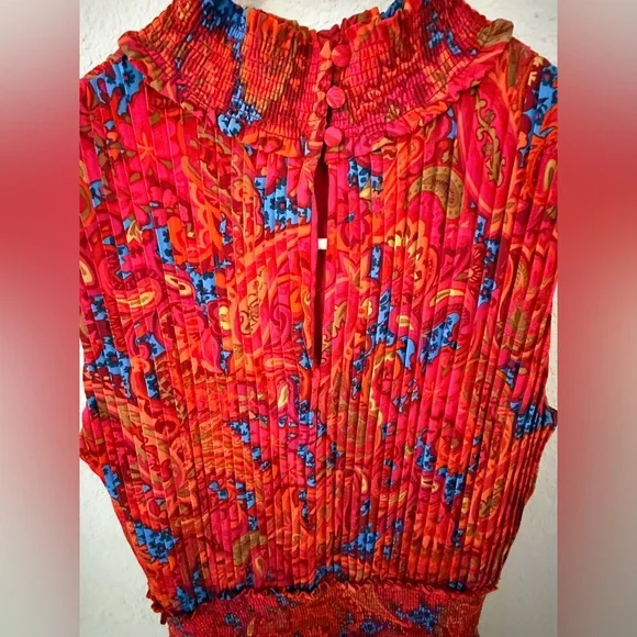 Nanette Lepore Vibrant Orange and Blue Midi Dress size 2 - Picture 4 of 8
